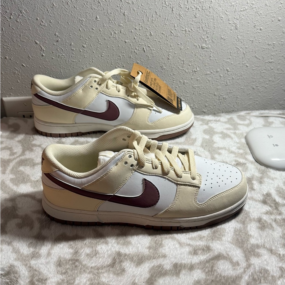 Nike Cream and Burgundy Sneakers